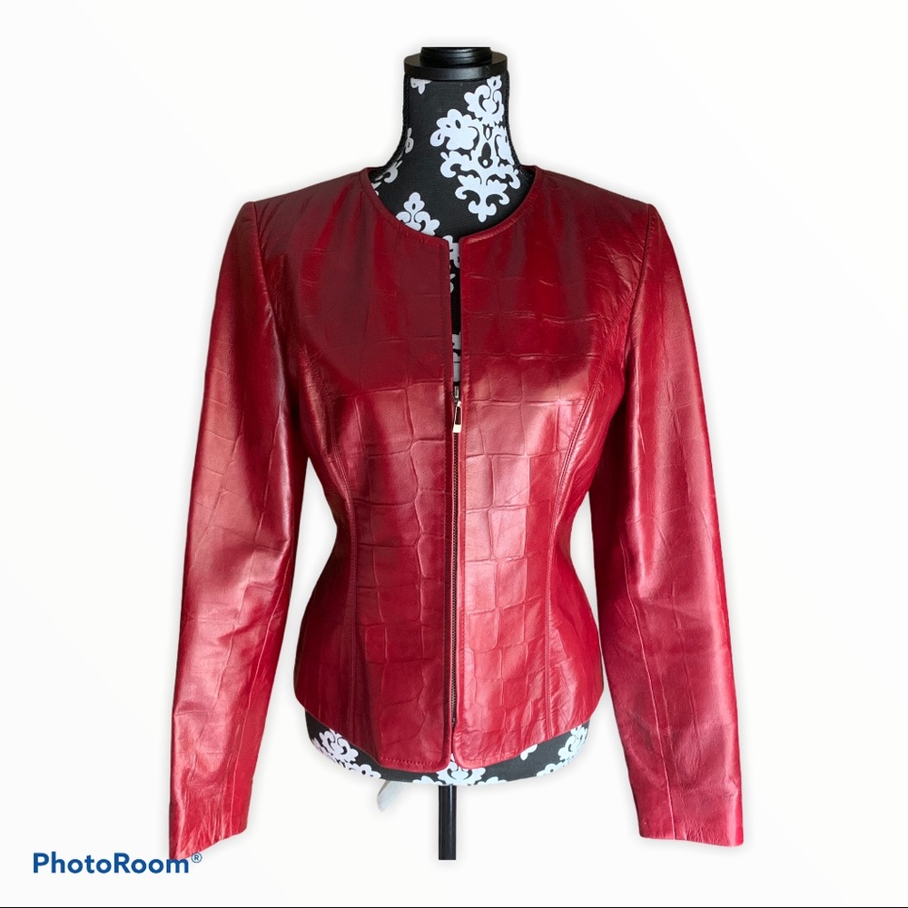 Red fitted Leather jacket